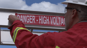 Danger high voltage cable tray label